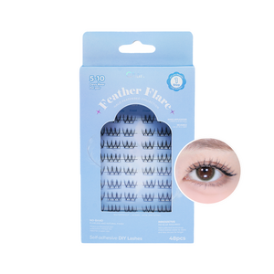 Char 핸드메이드 할로 피더 콜렉션 피더 플레어 인조 속눈썹, 블랙, 1개