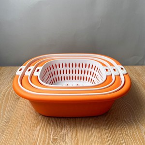 다용도 키친 바스켓 세트 대소형 식재료 채반 접이식 공간절약 주방 탈수 바구니 lyy2020250716, 오렌지, 29*24*40, 1세트