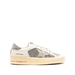 골든 구스 스타단 크리스털 장식 가죽 스니커즈, Italy 41(KR 270), 화이트계열+실버계열