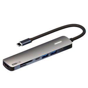 맥로이드 7포트 4K 100W 맥북 삼성 LG HDTV 멀티 허브 어댑터 HDMI TF SD C타입 USB3.0