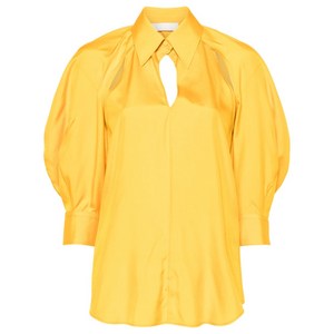 끌로에 오픈 숄더 실크 블라우스