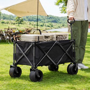 루앤 접이식 캠핑웨건 다용도 폴딩 카트 아웃도어 캠핑수레, 블랙, 1개