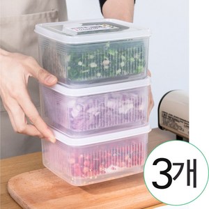 나까야 앳홈 사각 물빠짐 채반 T 용기, 3개, 1.1L