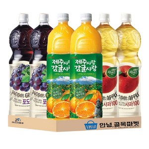 자연은 포도 사과 제주사랑 감귤사랑 1.5L 음료수 세트 각 2개씩