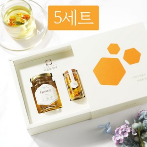 여섯별 제주 메리골드 꿀 꽃차 답례품 선물세트, 마음가득담아(브라운..., 5개
