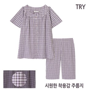 홈이 TRY 여성용 시원한 착용감 주름가공 반팔파자마세트