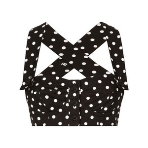 돌체앤가바나 폴카 도트 코르셋 탑, 블랙계열+화이트계열, Italy 52(KR 99)