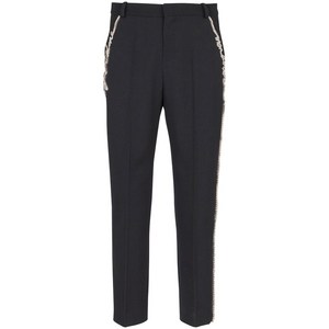 발망 라인스톤 장식 스트레이트 팬츠