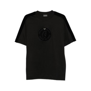 엠포리오아르마니 벨벳 패널 티셔츠, 블랙계열, Standard L(KR 100)
