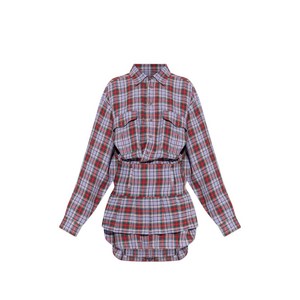 비비안웨스트우드 체크 버튼 미니 드레스, 바이올렛/보라계열+레드계열, Italy 42(KR 66)