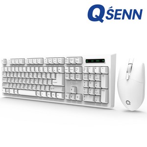 큐센 무선 키보드 + 마우스 + 키스킨 세트, 0 WHITE, 일반형, MK450 무선 키스킨포함