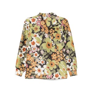 셀린느 라발리에 실크 블라우스, 그린계열+블랙계열, FR 38(KR 55)