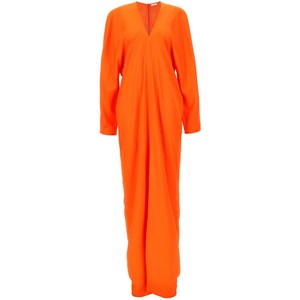 페라가모 V넥 새틴 맥시 드레스