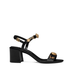 돌체앤가바나 블록 힐 장식 샌들 60mm, Europe 38(KR 250), 블랙계열