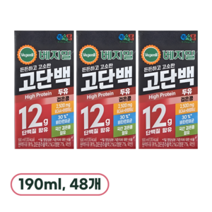 베지밀 고단백두유 검은콩, 190ml, 48개