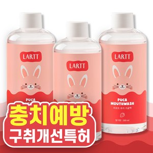 라르트 무알콜 충치예방 어린이가글 구강청결제 푸카가글 딸기향 병가글 300 ml, 3개, 300ml