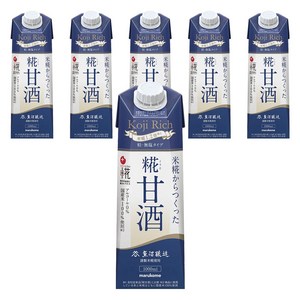 수분영양공급에도 마루코메 플러스 糀 쌀 糀로 만든 糀감주 LL 국산 쌀 100% 사용 무염 타입 糀리치 알갱이 1000ml×6개