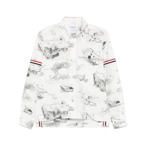 톰 브라운 시닉 투알 프린트 셔츠, 화이트계열+블랙계열, Numeric 1(KR 95)