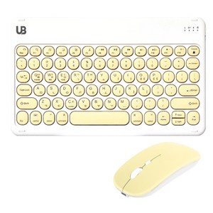 UB BK2 동글 블루투스 키보드+듀얼 마우스 세트, 옐로우 set, 미디움