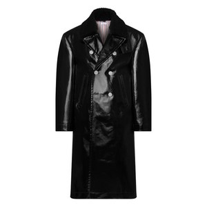 톰 브라운 더블 브레스티드 레더 코트