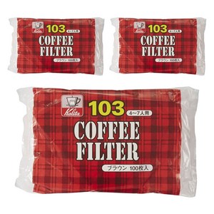 칼리타 커피 필터 브라운 4-7인용 NK103, 100개, 3개