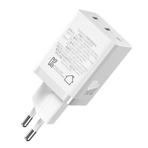 베이스어스 GaN5Pro 안드로이드 아이폰15 C타입+C타입 고속충전기 40W, 화이트, 1개