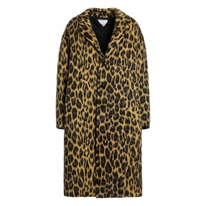 보테가 베네타 레오파드 프린트 더블 브레스티드 코트