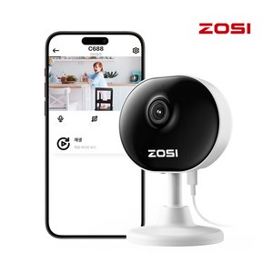 ZOSI 홈 카메라 실내용 소형 WiFi CCTV 가정용 감시카메라, 2MP, 1개