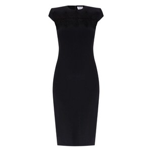알렉산더맥퀸 cap-sleeve lace-embroidered midi dress, 블랙계열, Italy 42(KR 66)