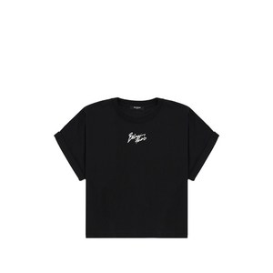 발망 롤업 소매 티셔츠, 블랙계열, Standard XS(KR 100)