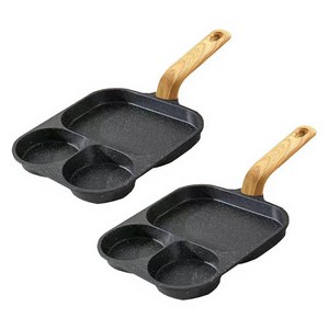 Tiger Pavilion 스마일 3 인 1 에그팬 블랙, 22cm, 2개