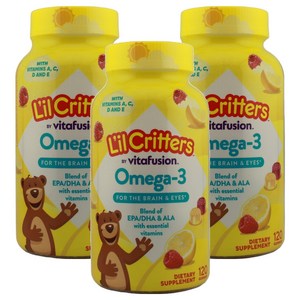 릴크리터스 어린이 오메가 3 DHA 라즈베리 레몬맛 구미, 120정, 3개