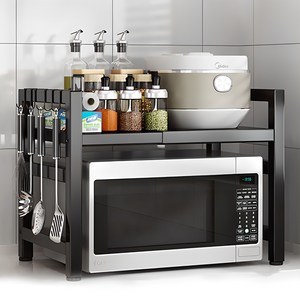 연구하다 전자레인지 선반 2단 높이 너비조절 (사은품 후크걸이 6개 증정), 화이트