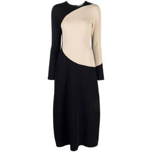 토리 버치 컬러 블록 미디 드레스, 블랙계열+베이지계열, Standard S(KR S/M)