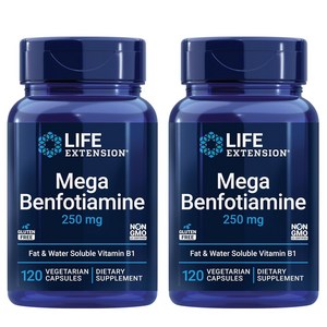 라이프익스텐션 메가 벤포티아민 250mg 베지테리안 캡슐, 120정, 2개