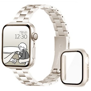 아이비온 애플워치 슬림 메탈 스트랩 40 44 + 풀커버 케이스 세트