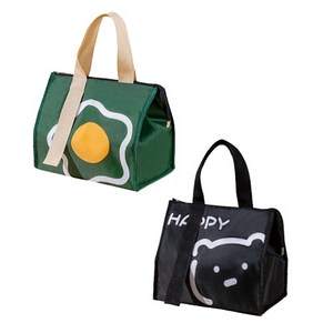 1+1 보냉가방 보온 도시락 가방 미니 보냉백 4color, 그린, 블랙