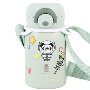 웜쿨러 원터치 보온 보냉 텀블러(스티커+스트랩세트), 03그린텀블러+스트..., 220ml, 1세트