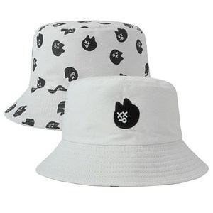 엑스오엑스 캣 여성 골프 버킷햇 벙거지모자 리버시블 양면 버킷햇, 화이트 페이스, 56cm, 1개