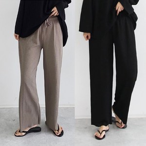 애플망고샵 2P세트 세상편한 사계절 여성 와이드 골지 밴딩팬츠