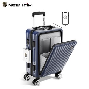 New Trip 캐리어 앞포켓 여행 캐리어 20인치 기내용 TSA 캐리어 USB 충전형 미니 편리한 하드캐리어 뉴트립 다기능 여행 소형 가방 고급 노트북 캐리어 전면오픈