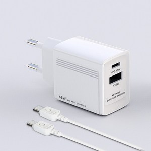 45W PD PPS GaN 2포트 초고속 충전기 + CtoC 케이블 1.2m (갤럭시 S25/Z플립7 호환 아이폰 호환)