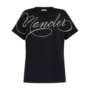 몽클레르 커시브 로고 자수 티셔츠, 블루계열, Standard XS(KR 44)