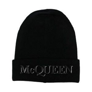 알렉산더맥퀸 로고 자수 캐시미어 비니, L, 블랙계열