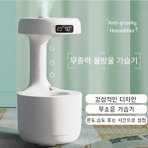 HODANG 저소음 스마트LED 봄/여름 무중력물방울 초음파가습기 800ml, 화이트