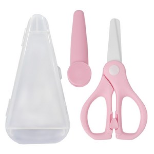 TAJIA 포터블 주방용 미니 가위 + 보호 커버 수납 케이스 세트, 체리 블러썸 핑크, 7.5 x 13.5..., 1개