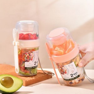 샐러드 도시락통 투웨이 화이트 300ml+500ml N490, 색상, 1개