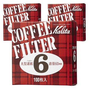 칼리타 커피 필터 원형 여과지 화이트 6 직경 60mm, 100개, 3개
