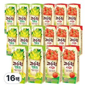 과수원 2종 각8팩 (총16팩) 사과8+청포도8, 190ml, 1세트