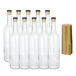 가인글로벌 와인750 투명 유리병, 코르크(블랙) + 탑씰(골드), 10세트, 750ml